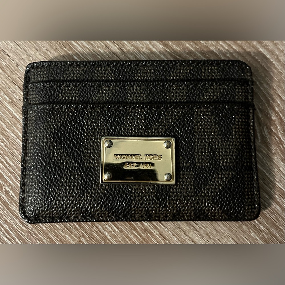 Brown Monogram Michael Kors Card Case